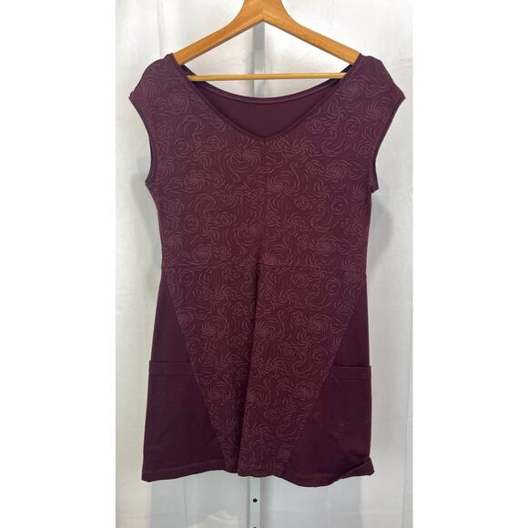 MAGGIES ORGANICS Cap Sleeve Tunic Top Reversible Organic Cotton Wine Red L - Picture 1 of 8